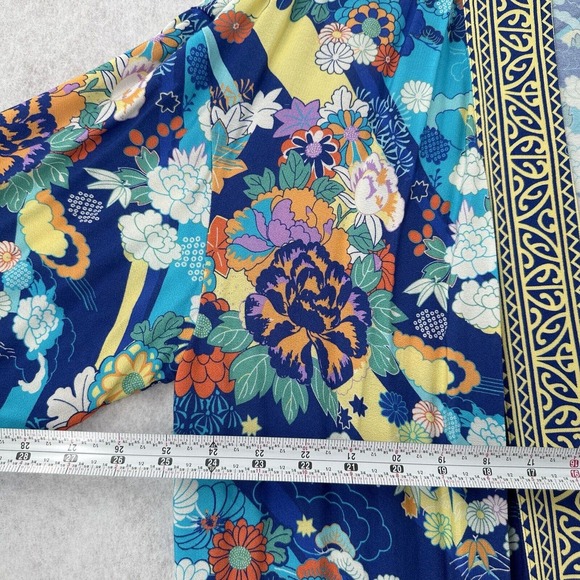 Soft Surroundings Open Front Kimono Cardigan Womens‎ S/M Blue Floral Artsy Boho - Picture 8 of 10